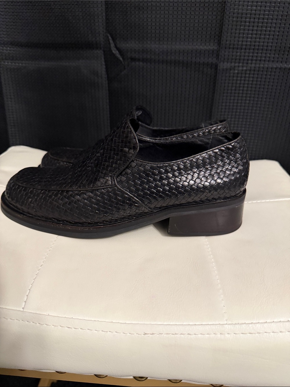 Cole Haan Vintage Women’s 1980s-90s Intrecciato Leather Slip-On Loafers Sz 8B